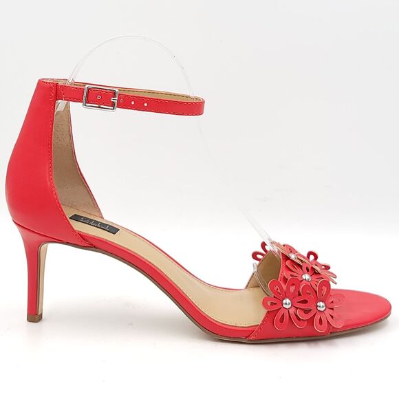 GILI Women Stiletto Heel Ankle Strap Sandal Gliona Size US 8M Crimson Red Floral - Picture 2 of 6